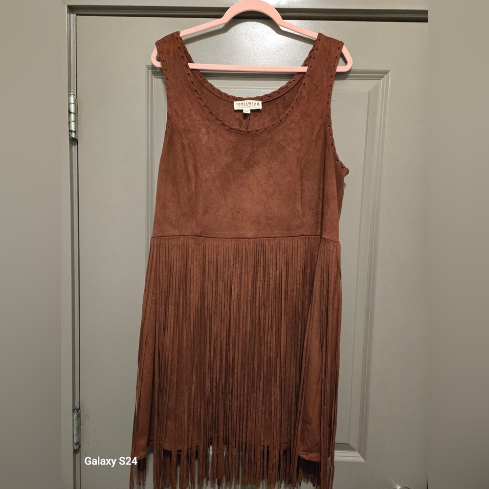 Idyllwind Cognac Suede Midi Dress